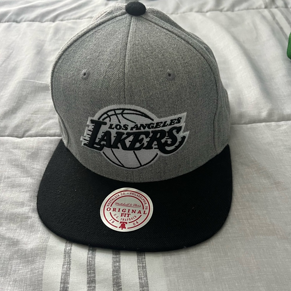 Adjustable SnapBack Grey, White and Black Los Angeles Lakers hat